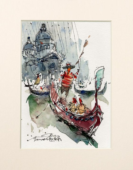 Venice, Gondolier Watercolor