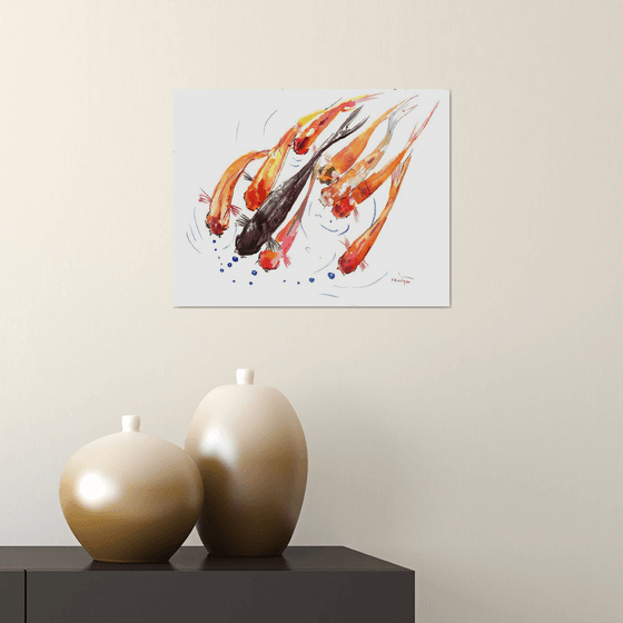 9 Koi fish, feng shui art