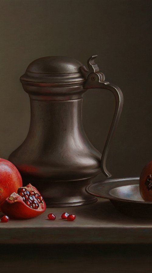 Pomegranates with a jug by Albert Kechyan