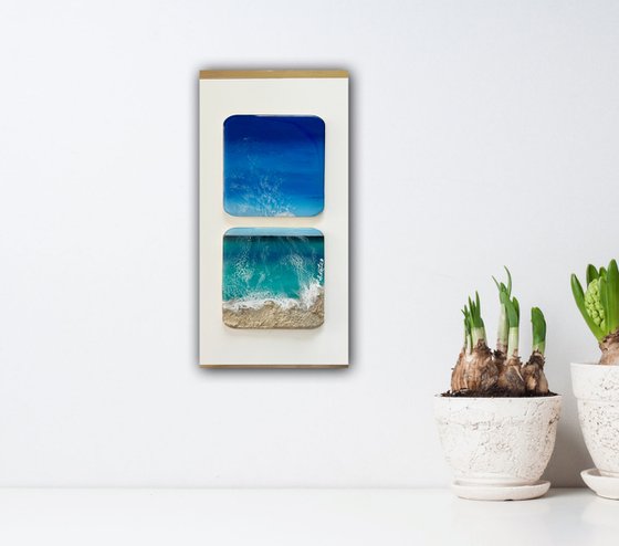 "Little wave" #15 - Small ocean painting diptych