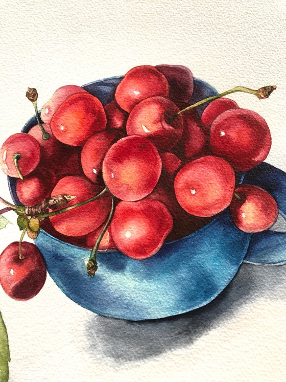 Cherries from my garden 2022. Original watercolour arwork.