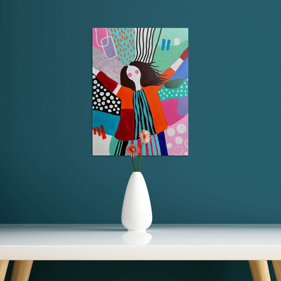 Dancing Woman in Bold Colors