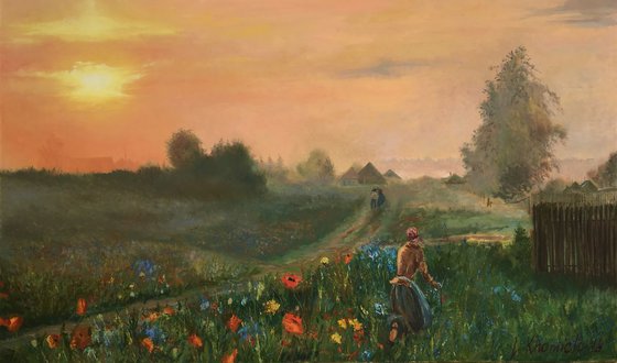 Large Landscape Peep of Morning Contemporary Artwork