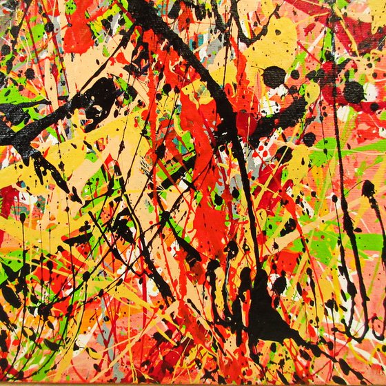 DIPTYCH - CARIBBEAN DAY AND NIGHT, pollock style, framed