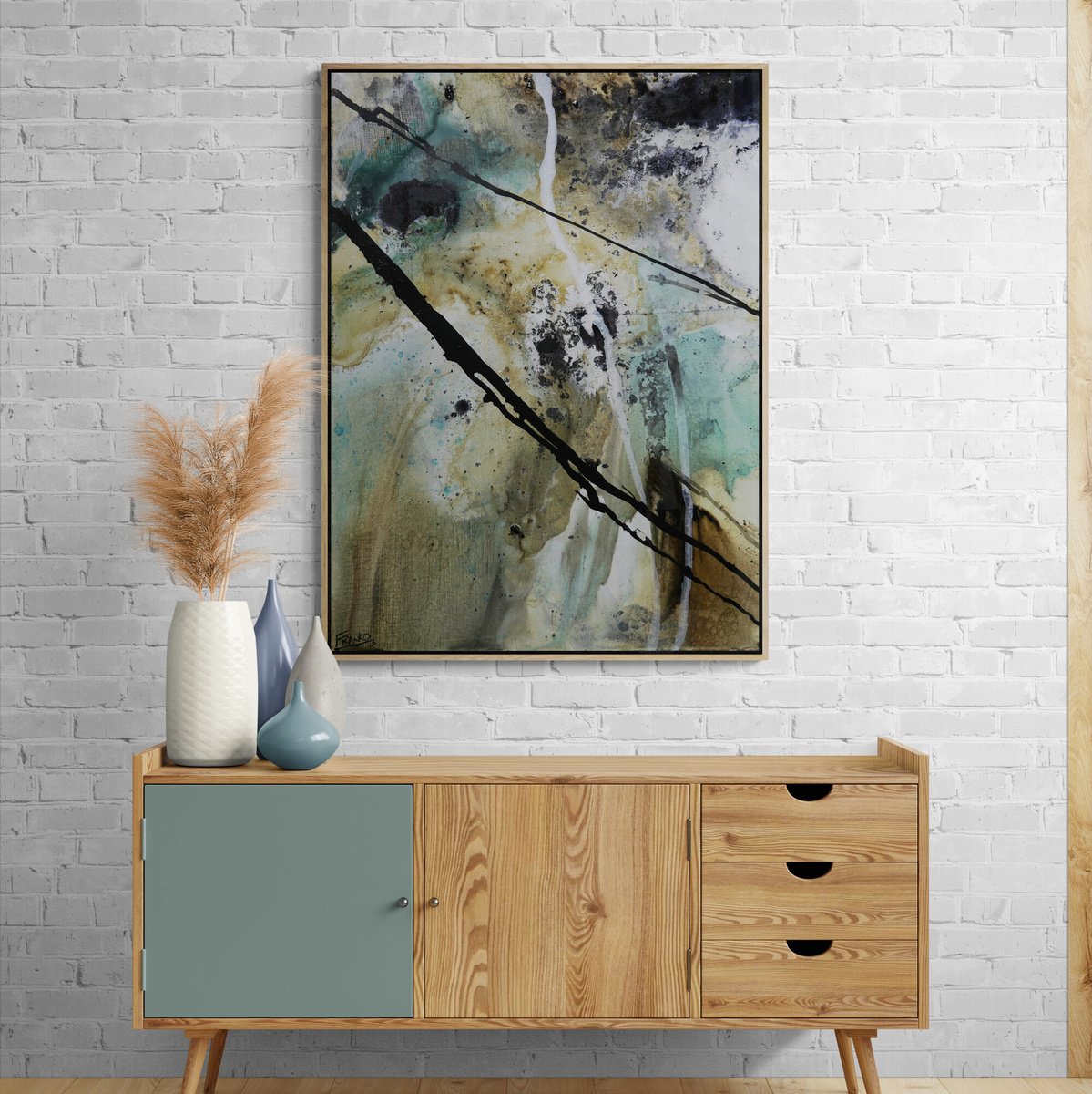 Abstract Acrylic Painting By Franko, 30 X 39, Refined 93, Original Artwork