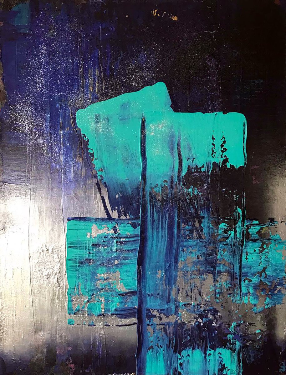 Impressionistic Abstract Acrylic Painting By Olga Melezhik, 28 X 35", Equilibrium, Original Artwork