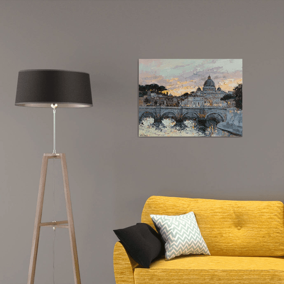 St. Angelo Bridge at Sunset, Rome