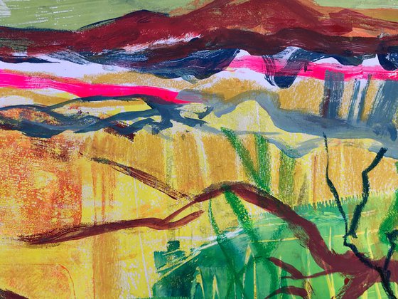 Large Monoprint Landscape 4 - Bodmin Moor