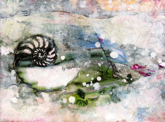Searching For Tranquility 5 - Abstract Nautilus Shell Painting