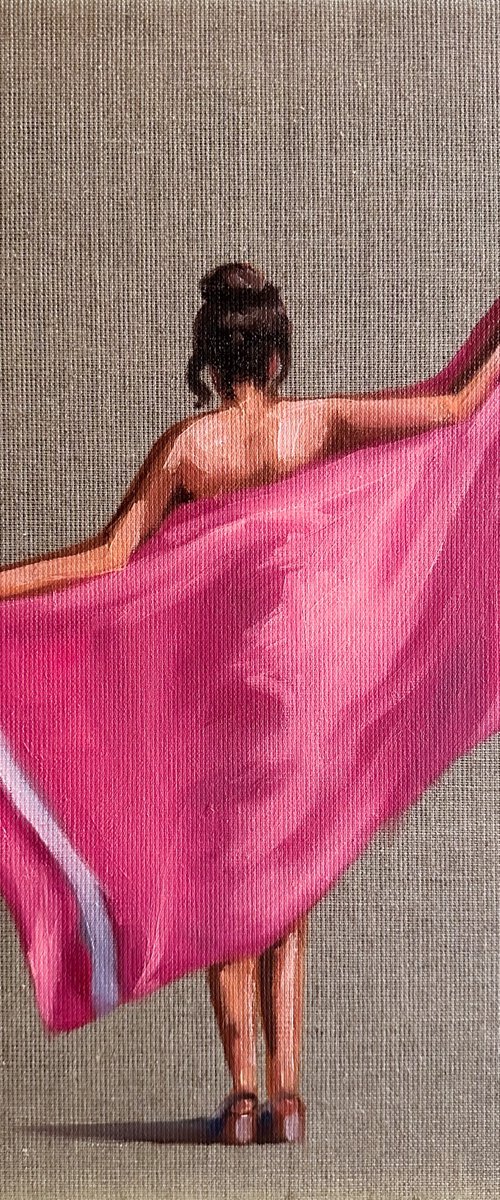 Woman with Pink Towel by Daria Gerasimova