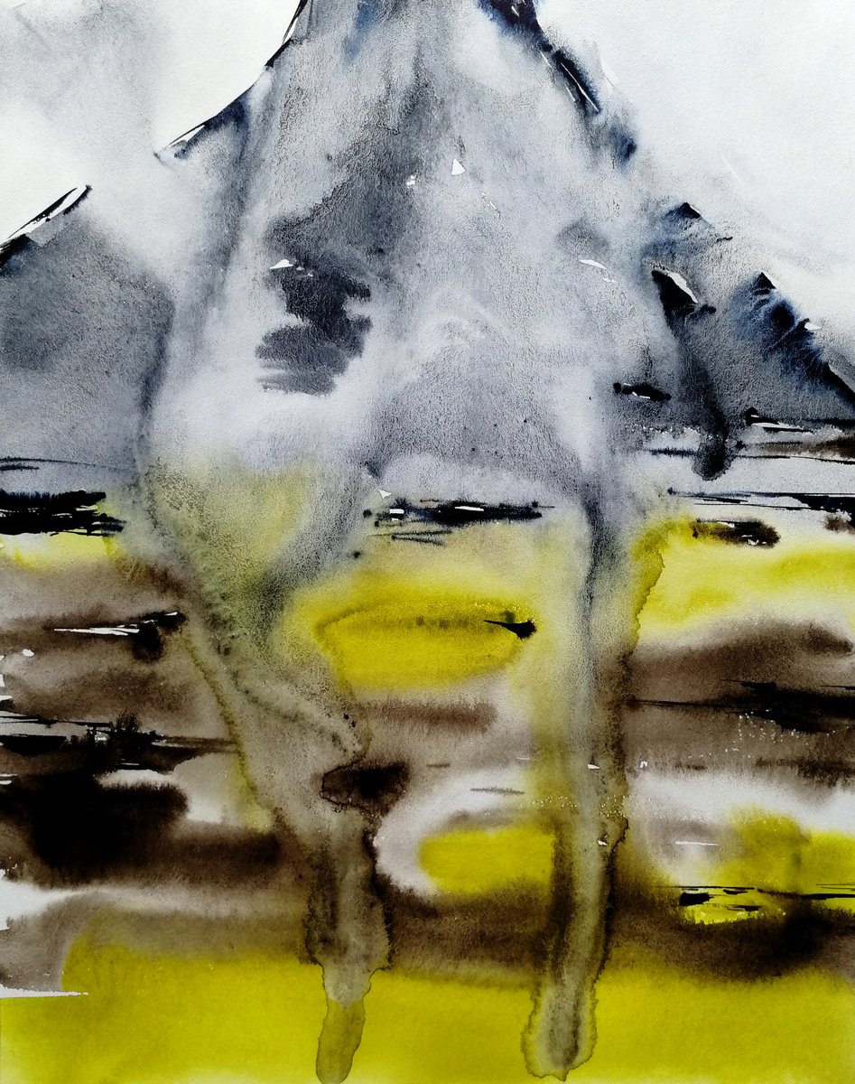 Abstract Volcano painting/ Mountain paintng by Marina Zhukova