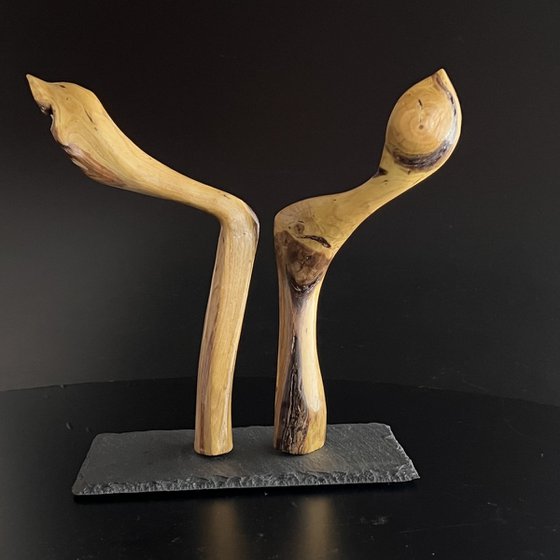 Pair of wooden spoon figures