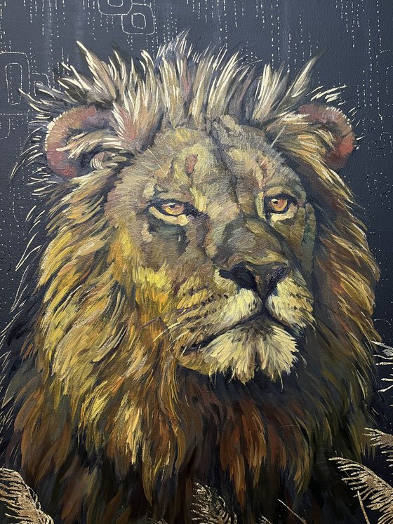 Lion in  savannah