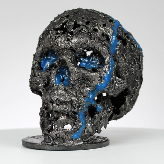 Skull CXXXIX - Skull artwork steel blue pigment