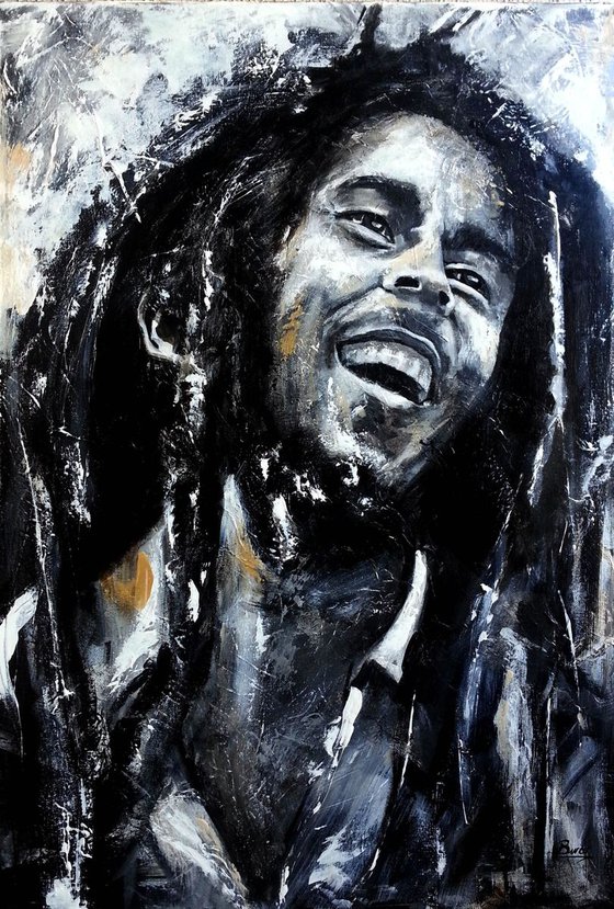 MIXED MEDIA PAINTING-BOB MARLEY