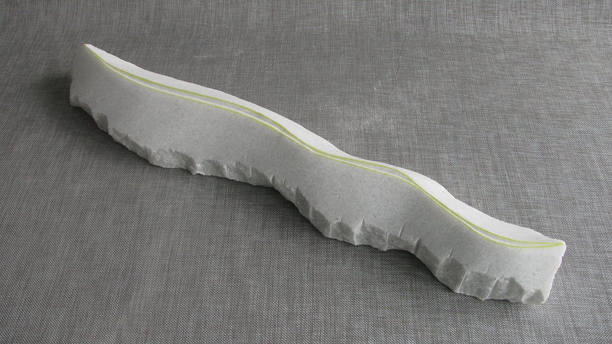 Organic Abstract Stone Sculpture By Fieke De Roij, 23 X 3, Snaky, Original Artwork