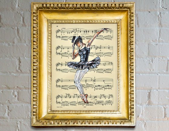 Ballerina XLVI- Vintage Music Page, GIFT idea