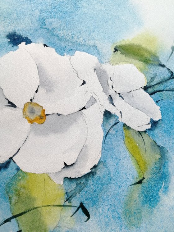 Magnolia painting. Blossoms painting