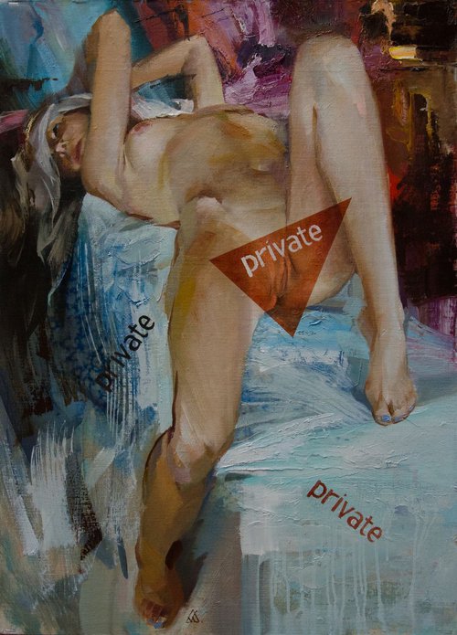 "Privat" 73x48 cm unframed by Valentin