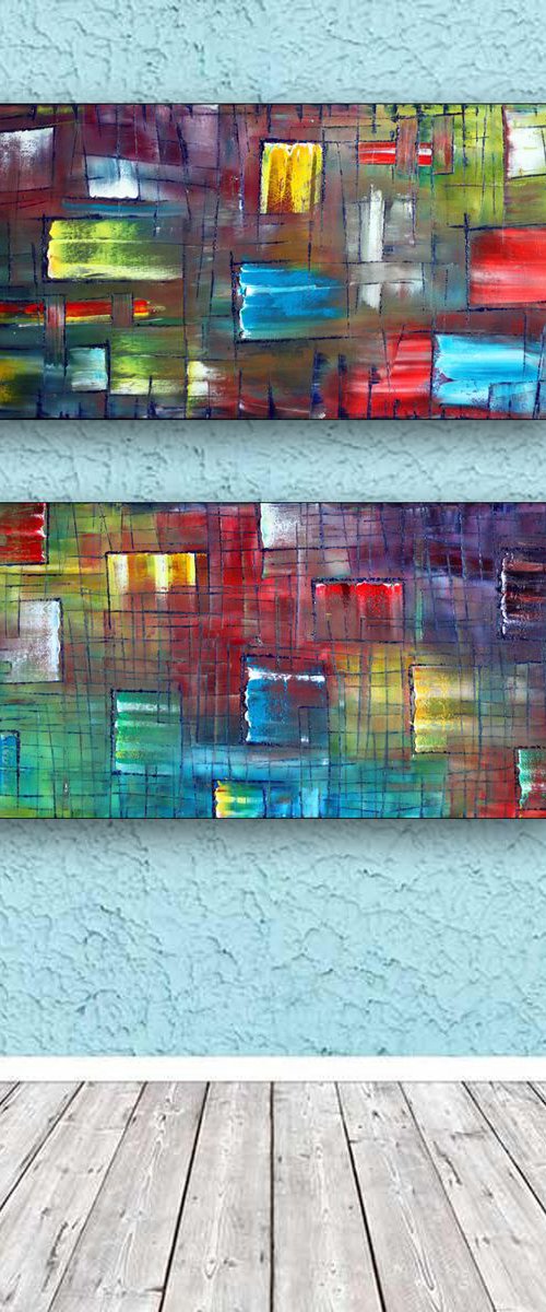 "Apparition Series" - Save As A Series - FREE USA Shipping - Original Large PMS Abstract Diptych Oil Paintings On Canvas - 36" x 36" by Preston M. Smith (PMS)