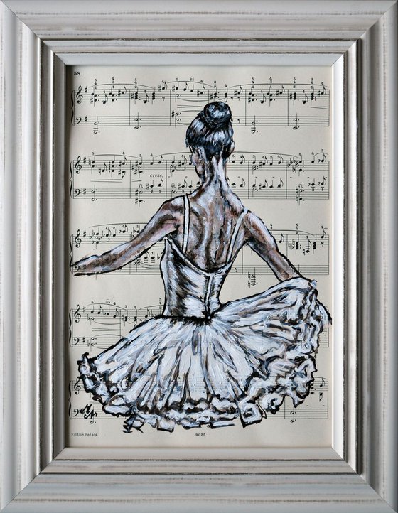 Framed Ballerina XVII -Vintage Music Page, GIFT idea