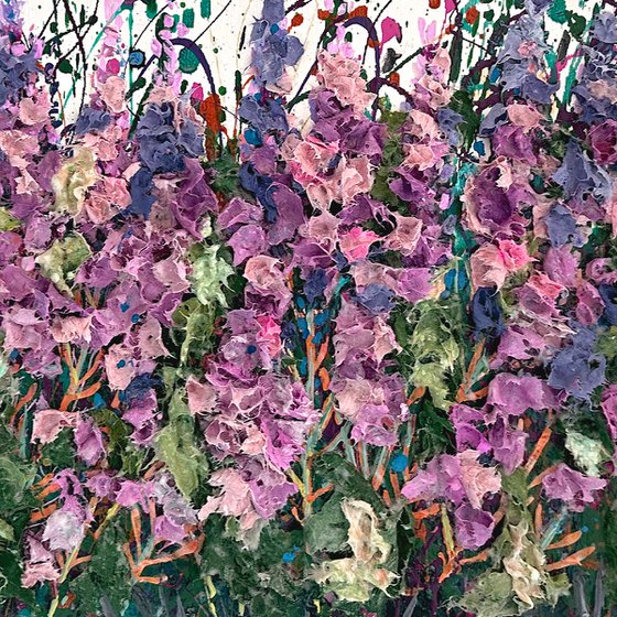 Meadow Dreams: Original Mix Media Abstract Art in Purple