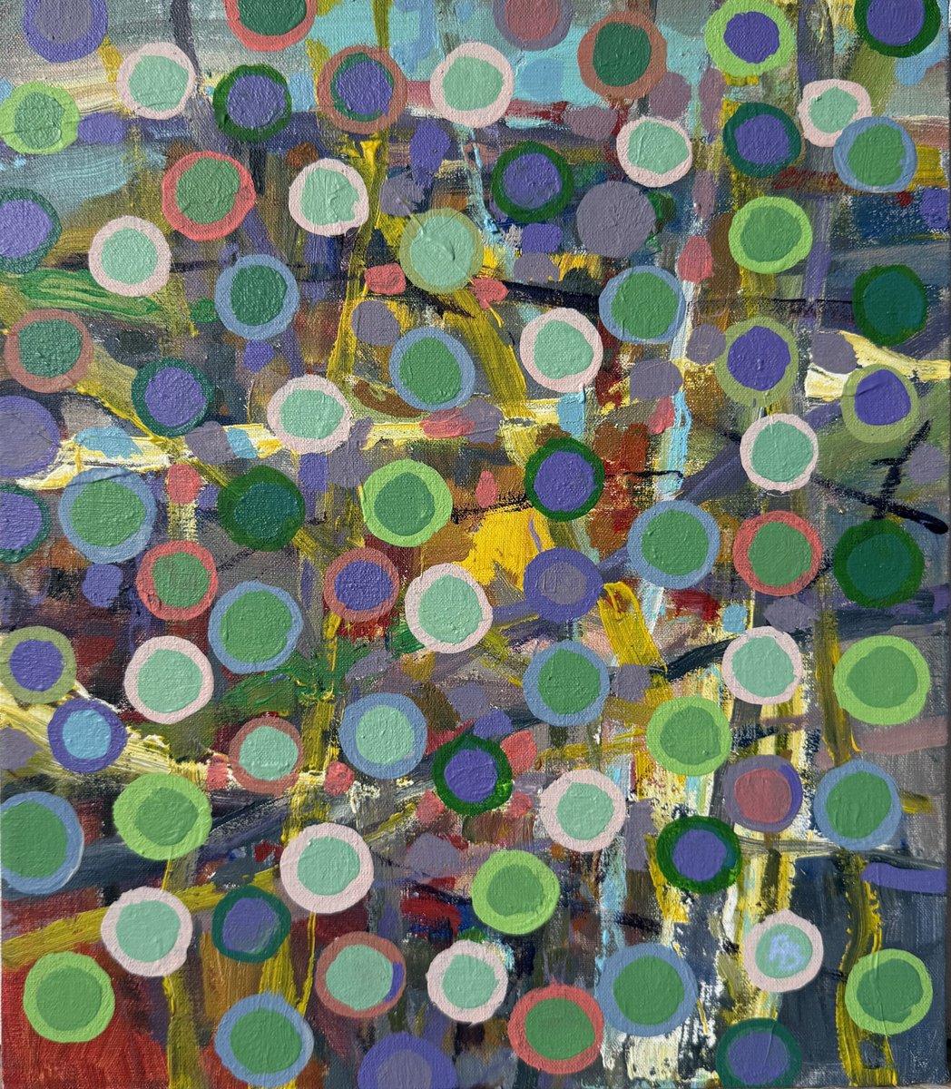 Geometric Abstract Acrylic Painting By Florina Breazu, 12 X 14, Congruence Viii, Original Artwork