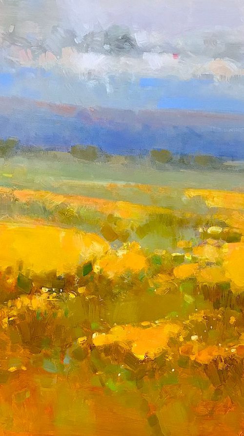 Field of Yellow Flowers, Original oil painting, One of a kind Signed by Vahe Yeremyan