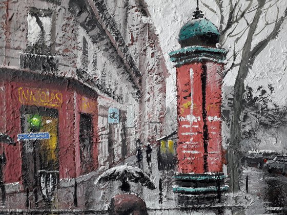 Rainy Paris. Acrylic painting