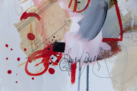 Cupidon est passé par ici - Original abstract painting on paper - One of a kind