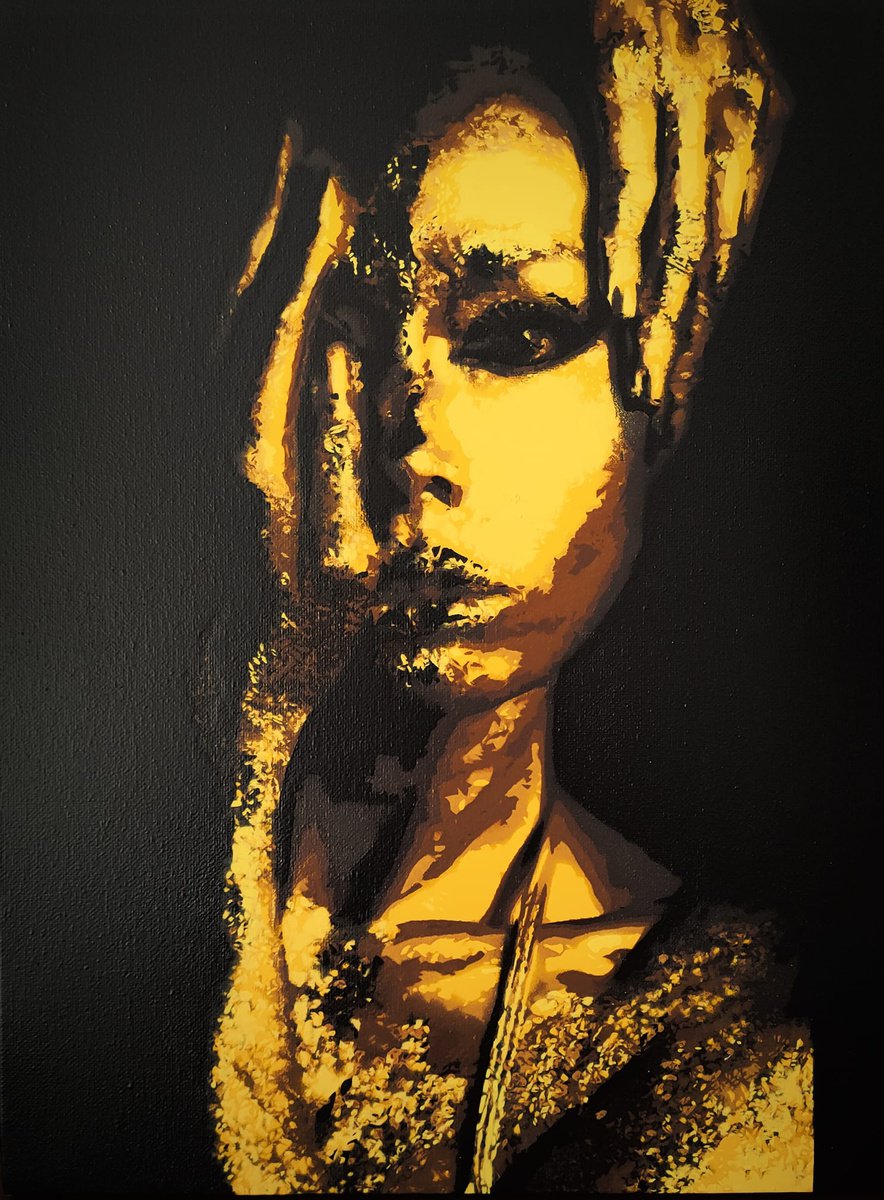 Photorealistic Portrait Painting By Bizzy, 12 X 16, Golden Lady, Original Artwork