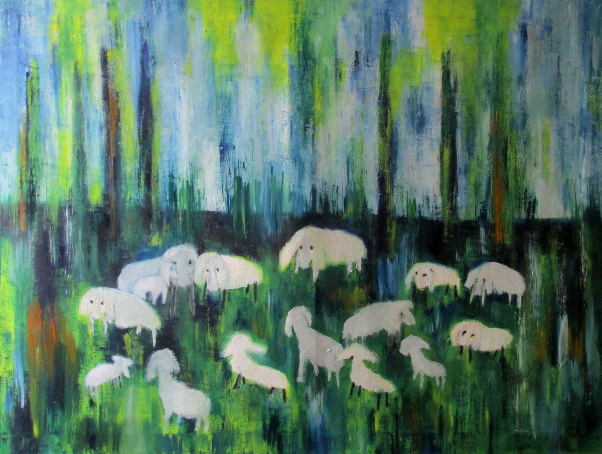 Flock of sheep by Ingrid Knaus