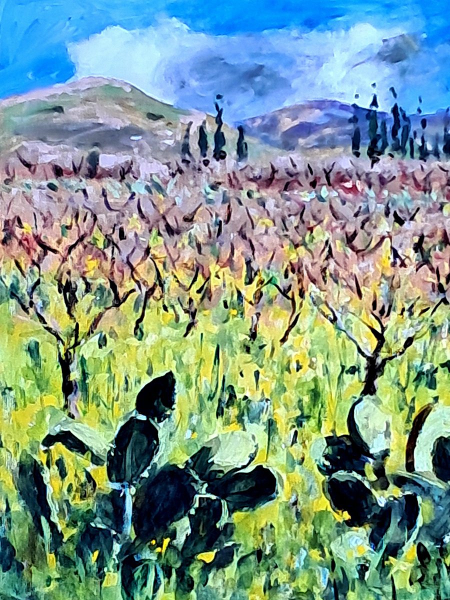  Prickly Pears And Cypresses By Dimitris Voyiazoglou, 17 X 20, Artwork For Sale On Artfinder
