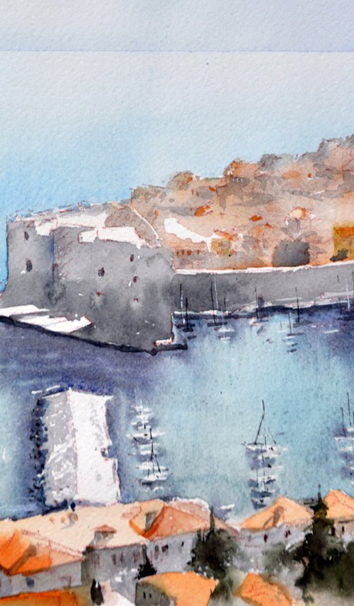 Sunny day above Dubrovnik Croatia 25x36 cm 2024 by Nenad Kojić watercolorist