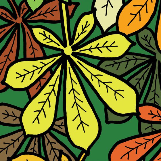 Chestnut leaves - Modern Graphic Art Print