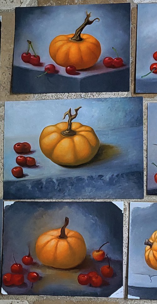 Oil studies pumpkin family by Philippe Olivier