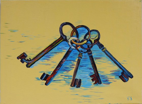 Old keys. Still life. 30x40cm