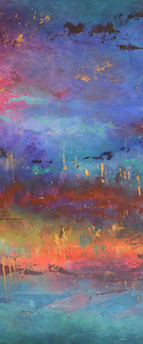Night Harbour with gold by Lisa Mann