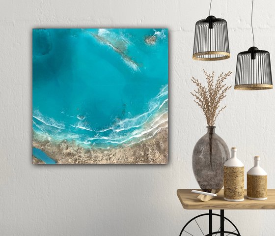 White Sand Beach - Aerial Ocean Painting