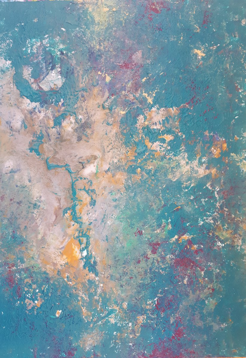 Organic Abstract Painting By Olga Onopko, 20 X 28", Africa, Original Artwork