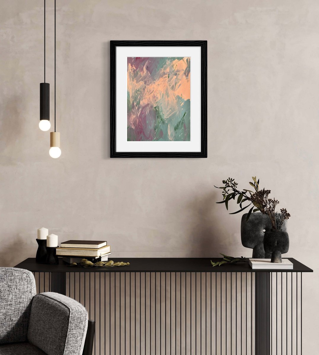 Abstract Botanical Acrylic Painting By Liliia Kodunova, 12 X 16", Blooming #3, Original Artwork