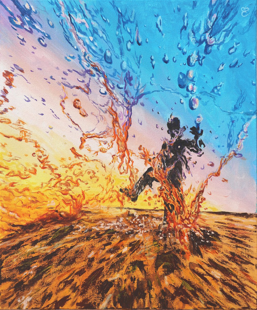 Expressive Botanical Acrylic Painting By Dmytro Yeromenko, 20 X 24, Joyfully Walking Man, 50*60, Original Artwork