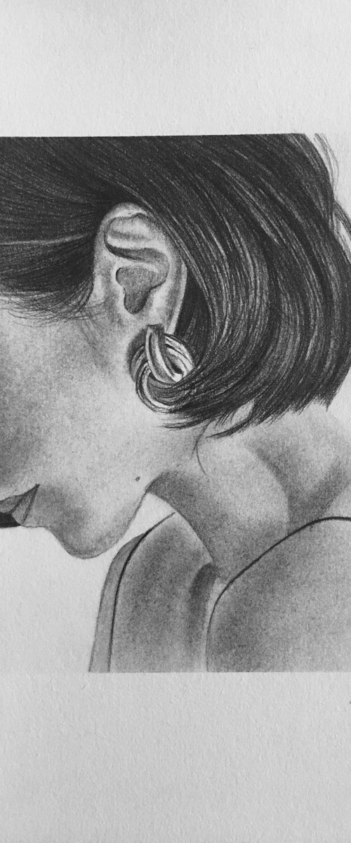 Woman graphite drawing by Amelia Taylor