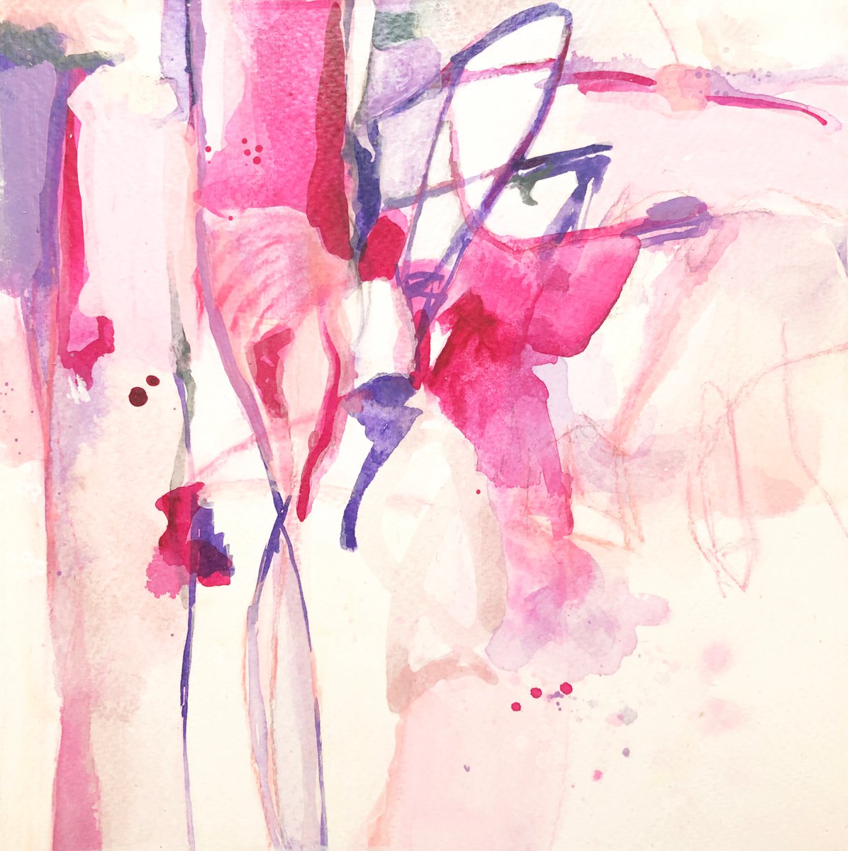 Organic Abstract Painting By Kathy Ferguson, 8 X 8", Freestyle, Original Artwork