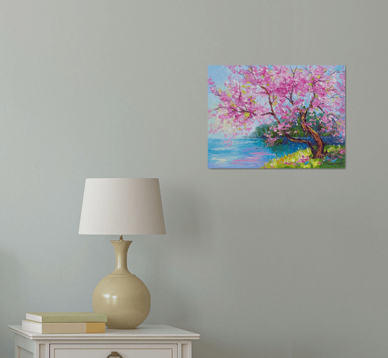 Cherry blossom by the river