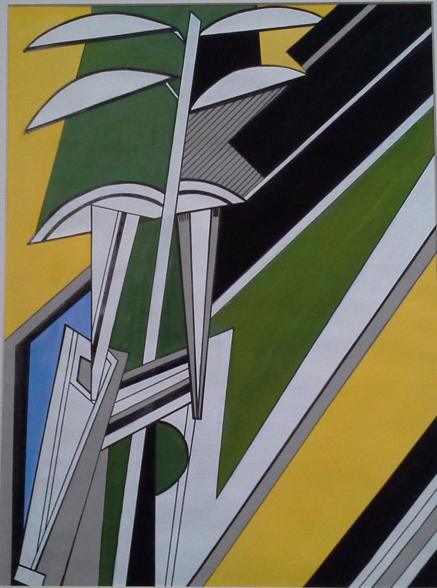 Geometric Abstract Painting By Paul Heron, 17 X 21", Tree Of Light, Original Artwork