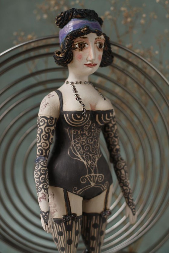 From the Naked clay series, Art Deco Girl. Wall sculpture by Elya Yalonetski