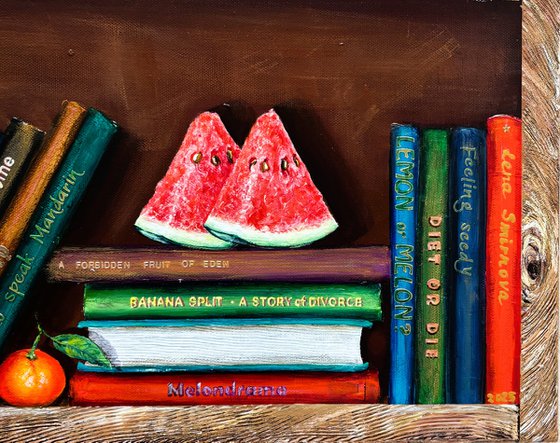 Bookshelf with fruits #2