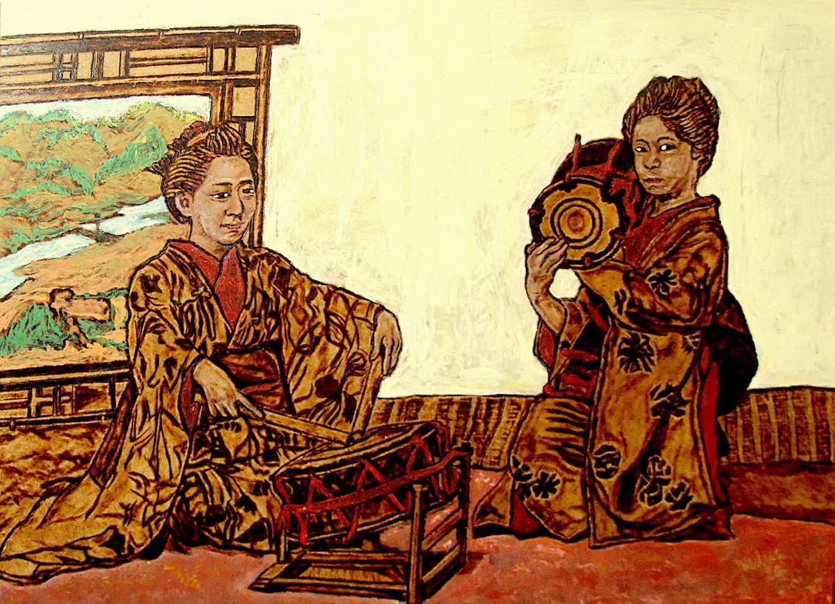 Women Taiko Drummers by MILIS Pyrography