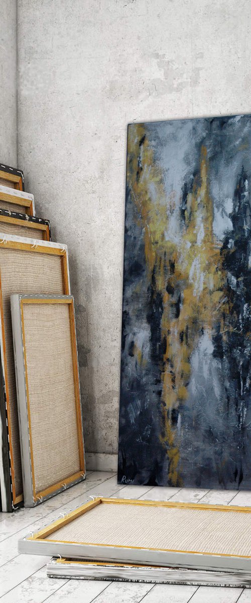 "Contrast Mood". Large expressive abstract painting. 120 x 80 cm. by Rumen Spasov